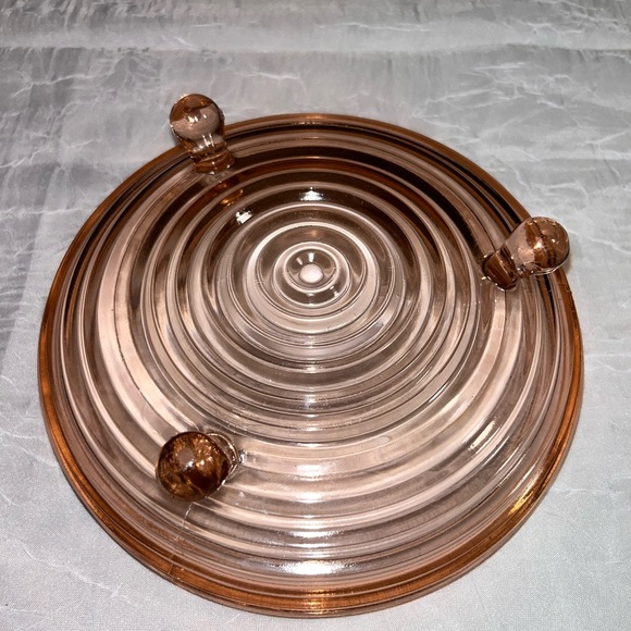 Sold! Vintage Anchor Hocking Pink Depression Glass Candy Dish Manhattan Pattern - Picture 4 of 4